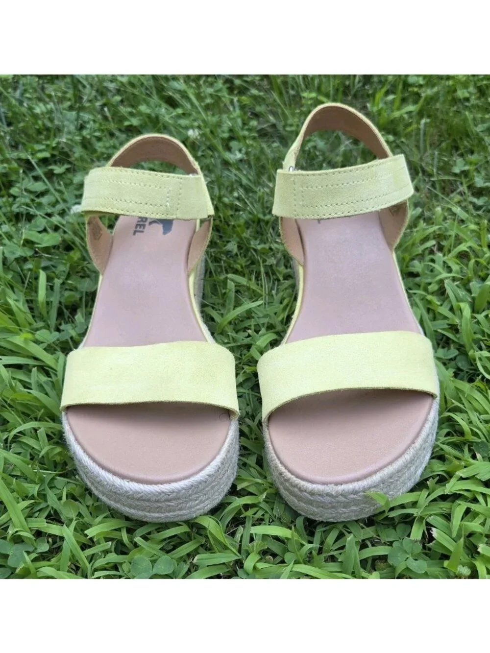 SOREL Cameron Multi Strap Platform Wedge Sandal Sunnyside Yellow Suede Wmn's 8.5